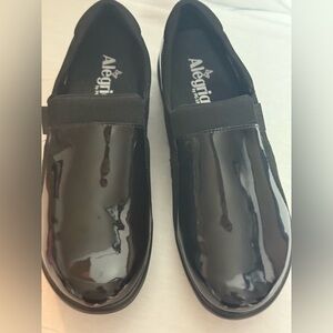 Alegria Glossy Black Patent Leather Mules